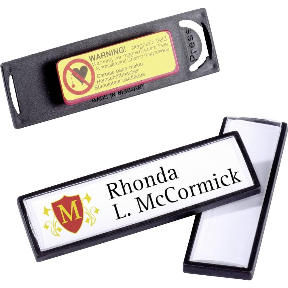 Durable Namensschild Clip-Card (mit Magnet, 17 x 67 mm) Packung à 25 Stück, schwarz, 813201, Magnet