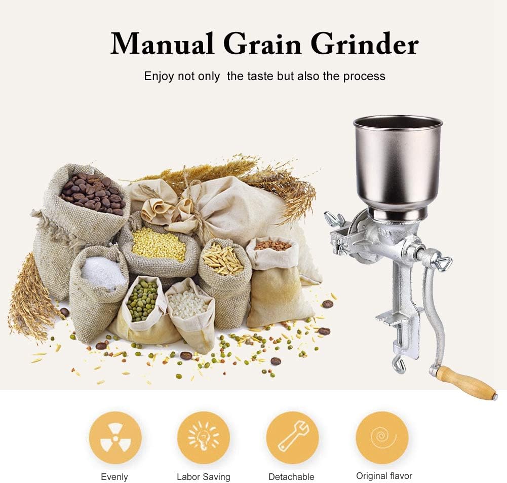 Ejoyous Getreidemühle Manuelle, Schrotmühle für Getreide Tragbare Maismühle Handmühle Kaffeemühle Mi