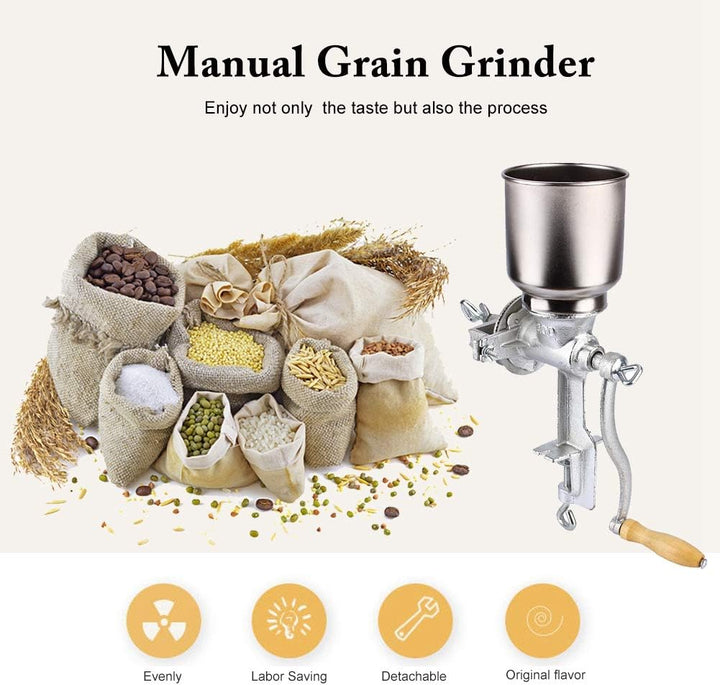 Ejoyous Getreidemühle Manuelle, Schrotmühle für Getreide Tragbare Maismühle Handmühle Kaffeemühle Mi