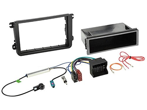 1 Din Radio Einbauset Blende Radioanschlusskabel Antennenadapter für VW Polo 6R schwarz
