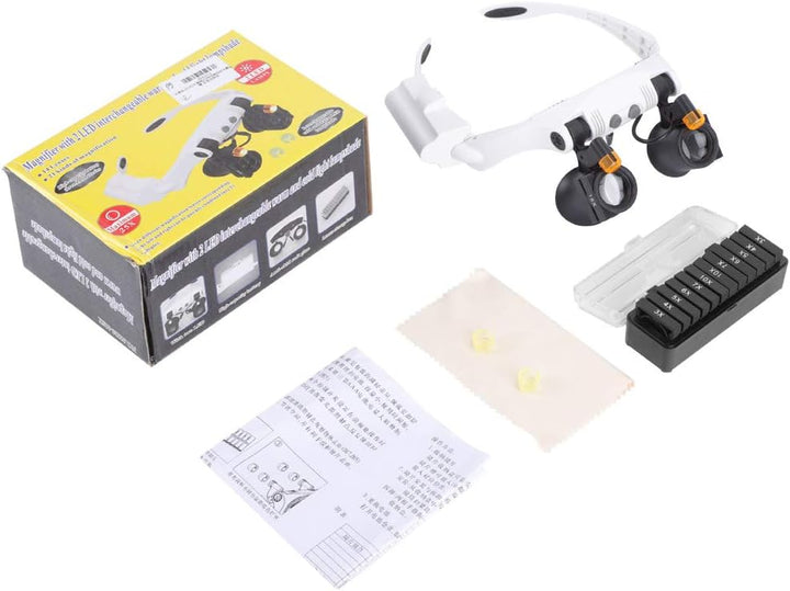 Fernglas-Lupe, Kopflupe Optische Linse, Kunststoff-LED-Lampe, 21 Kombinations-Stirnband-Lupe, Lupe m
