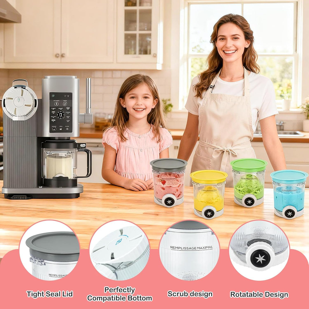 4 Stück Behälter für Ninja Swirl Behälter Kompatibel mit Ninja Swirl CREAMi 480ML Tubs Zubehör für d
