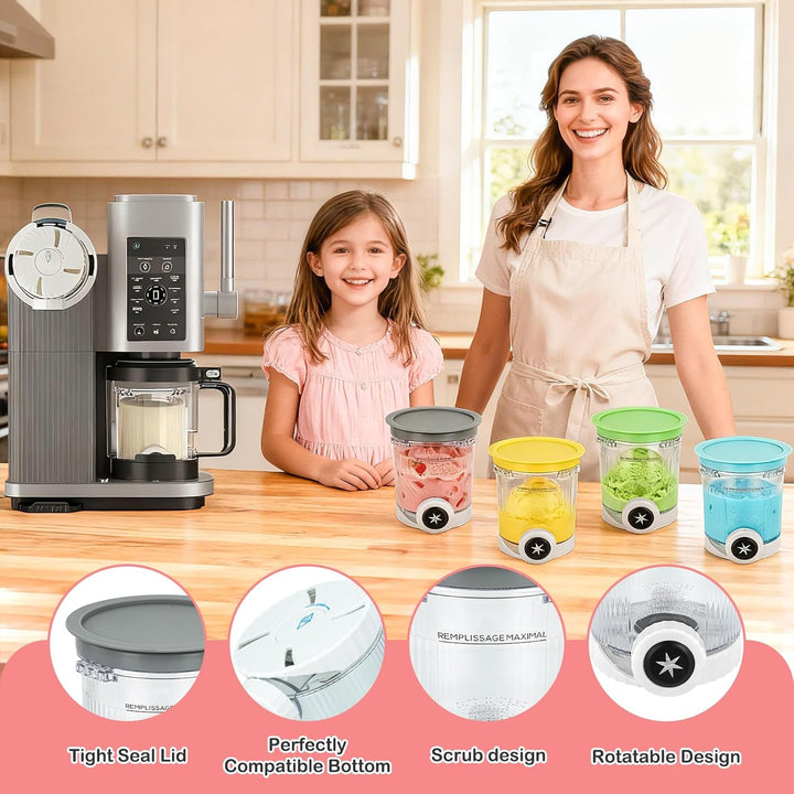 4 Stück Behälter für Ninja Swirl Behälter Kompatibel mit Ninja Swirl CREAMi 480ML Tubs Zubehör für d