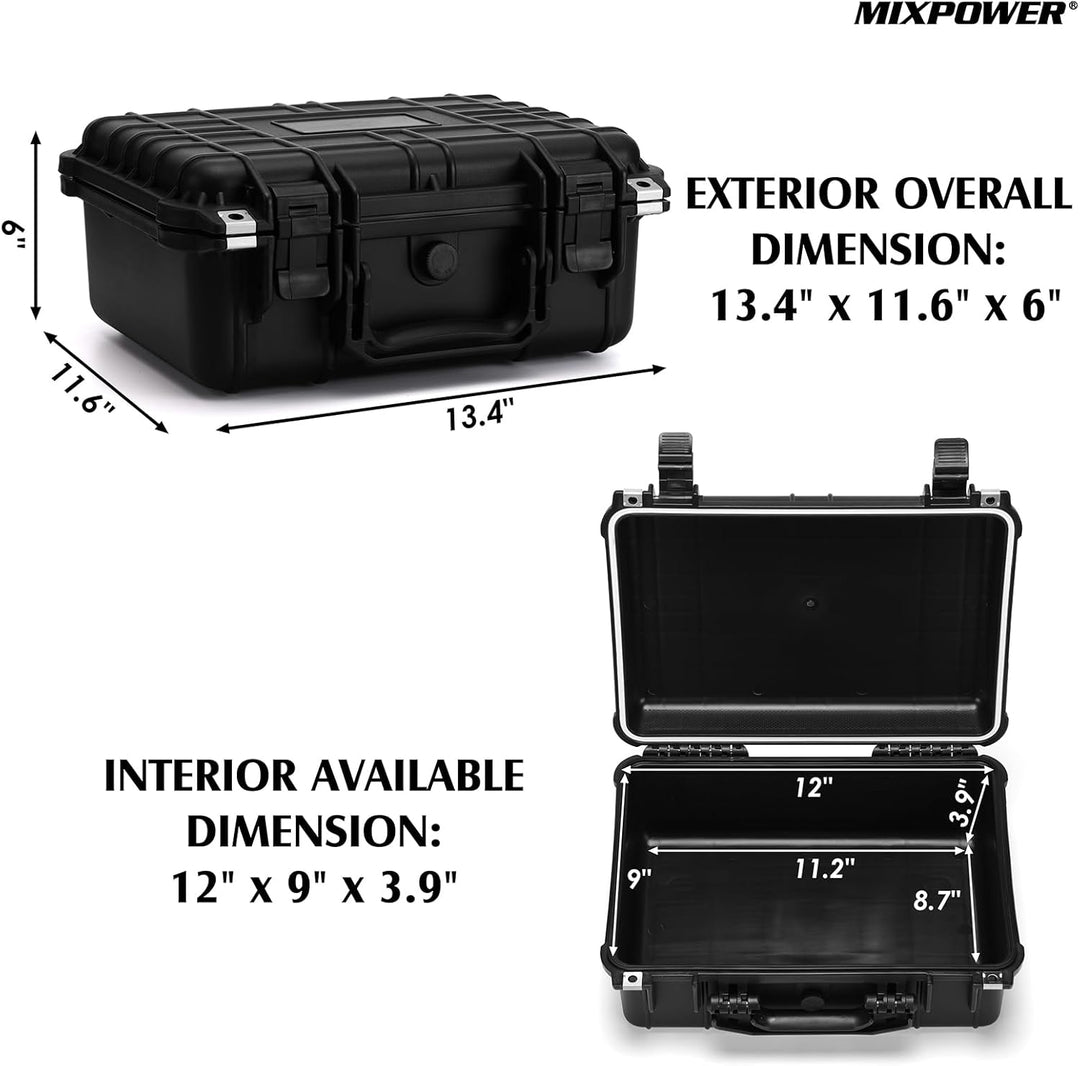 MIXPOWER Wasserdichte Kunststoff-Werkzeugkiste mit Schaumstoff, 34 x 29,5 x 15,2 cm, IP67 abschliess