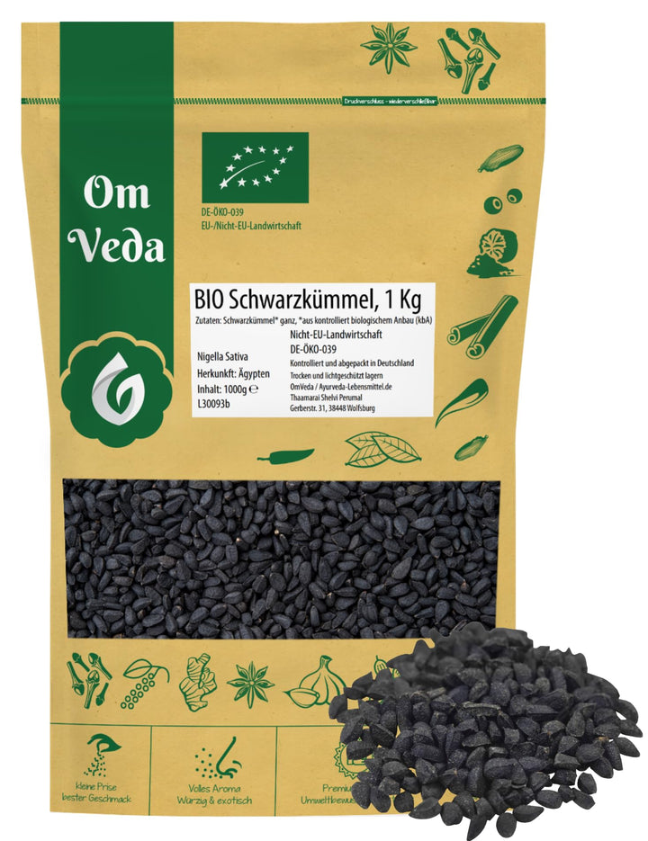 BIO Schwarzkümmel 1Kg Schwarzkümmelsamen ganz aus Ägypten Nigella Sativa | Organic Bio-zertifiziert