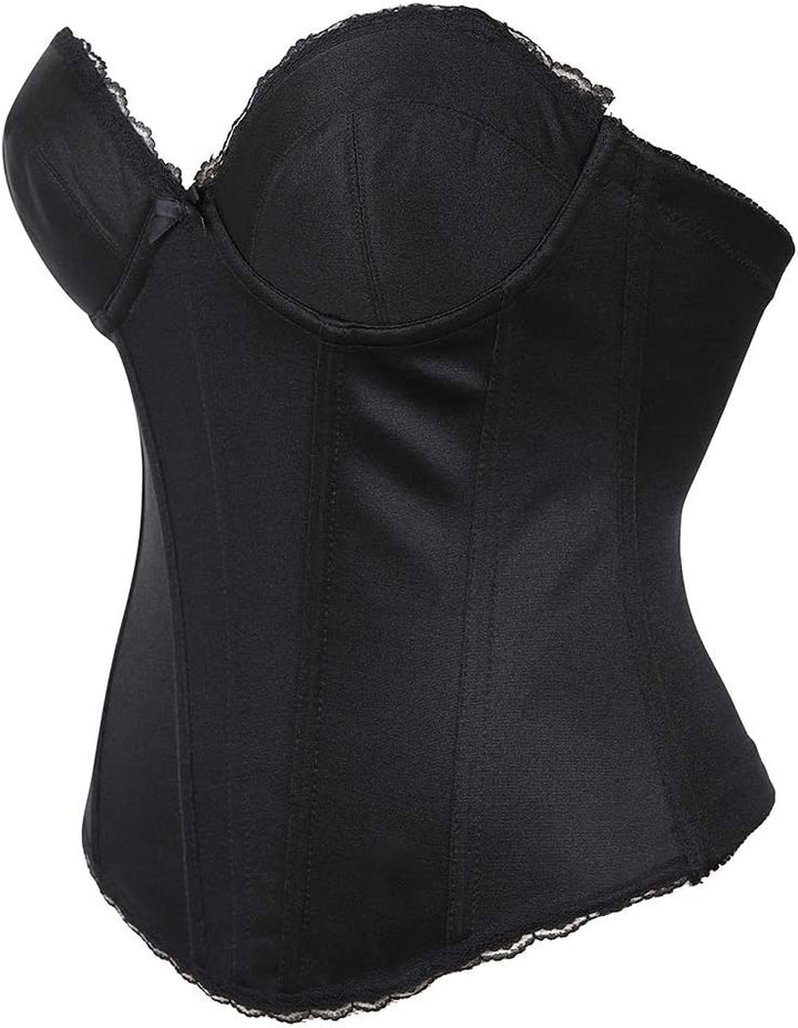 Damen Brautcorsage Korsett Unterwäsche Bustier, Schwarz