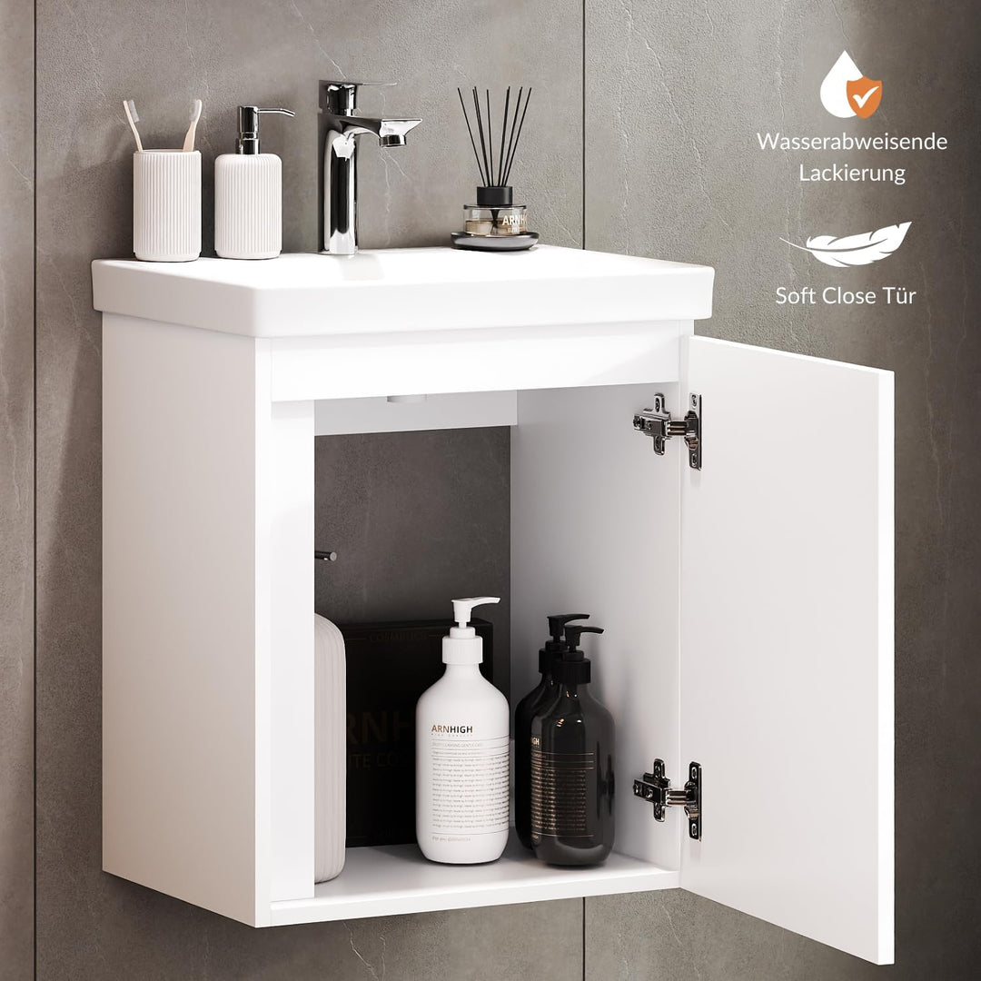 Planetmöbel Waschtischunterschrank 50cm (Weiss) ohne Wasserhahn Weiss, ohne Wasserhahn Weiss