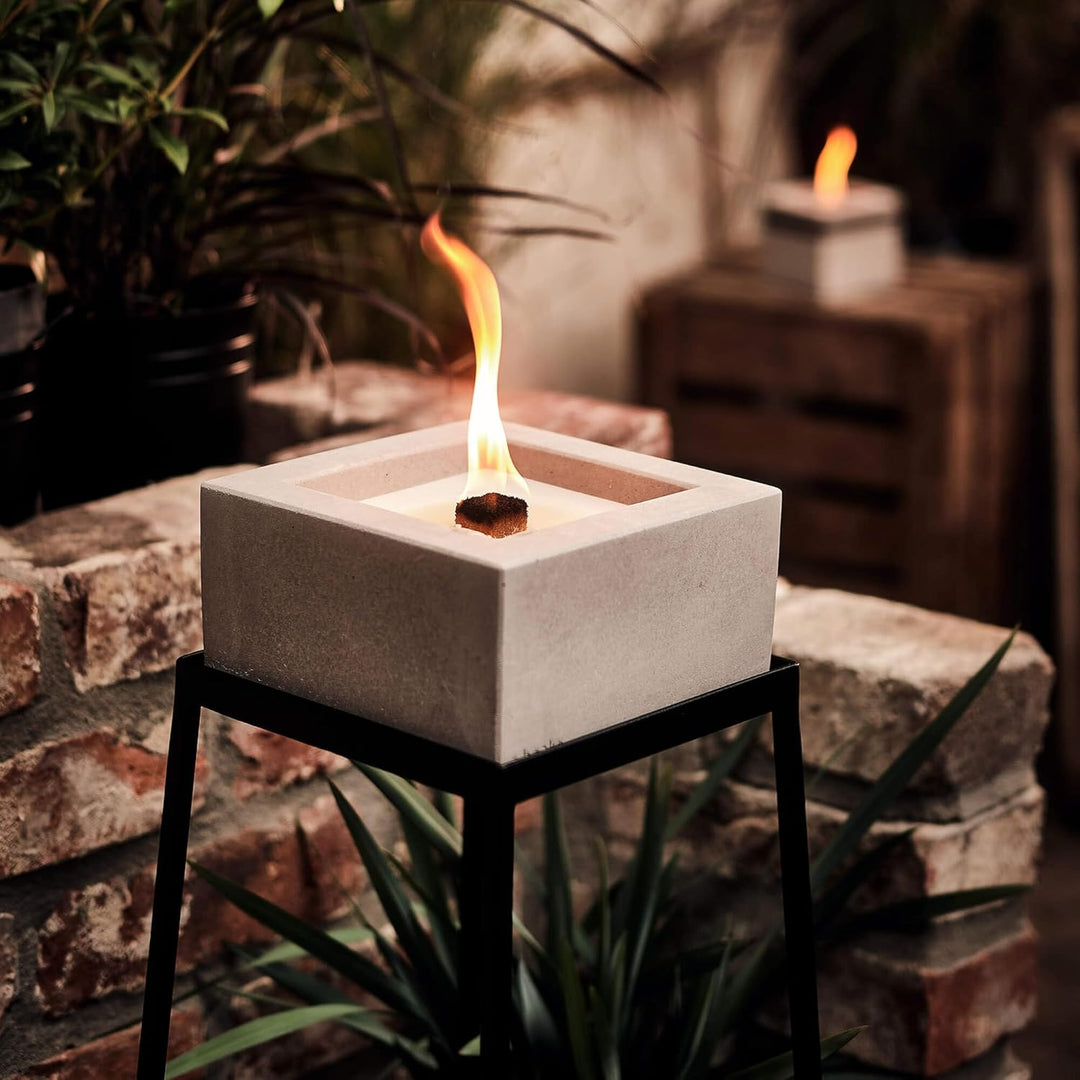 Original Betonfeuer Set inkl. Ständer Löschbrett und Nachfüllwachs | Pulverbeschichteter Ständer | H
