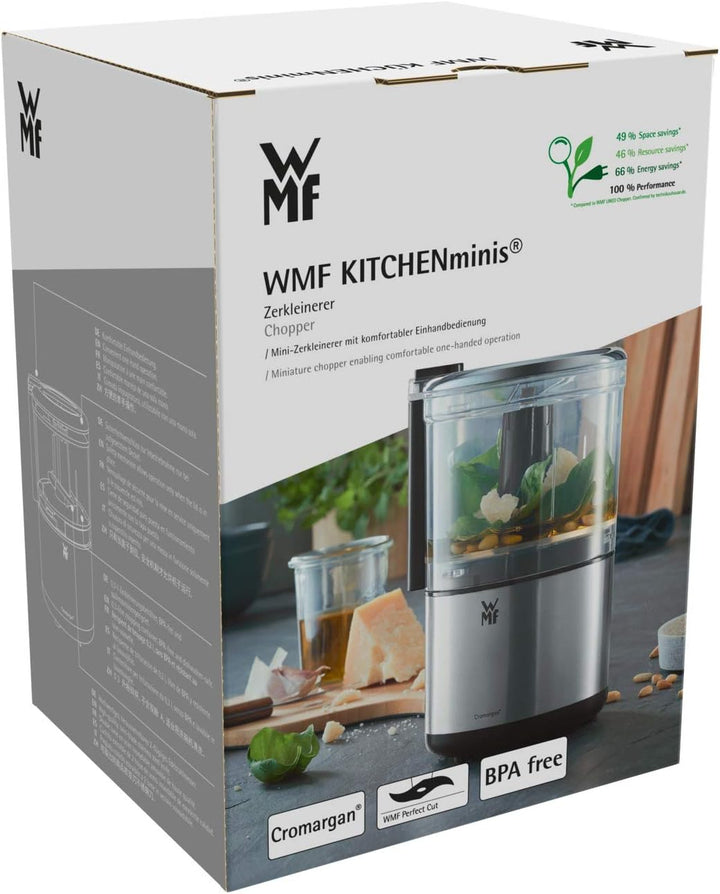 WMF Küchenminis Zerkleinerer, Cromargan matt, platzsparender Multizerkleinerer mit Einhandbedienung,