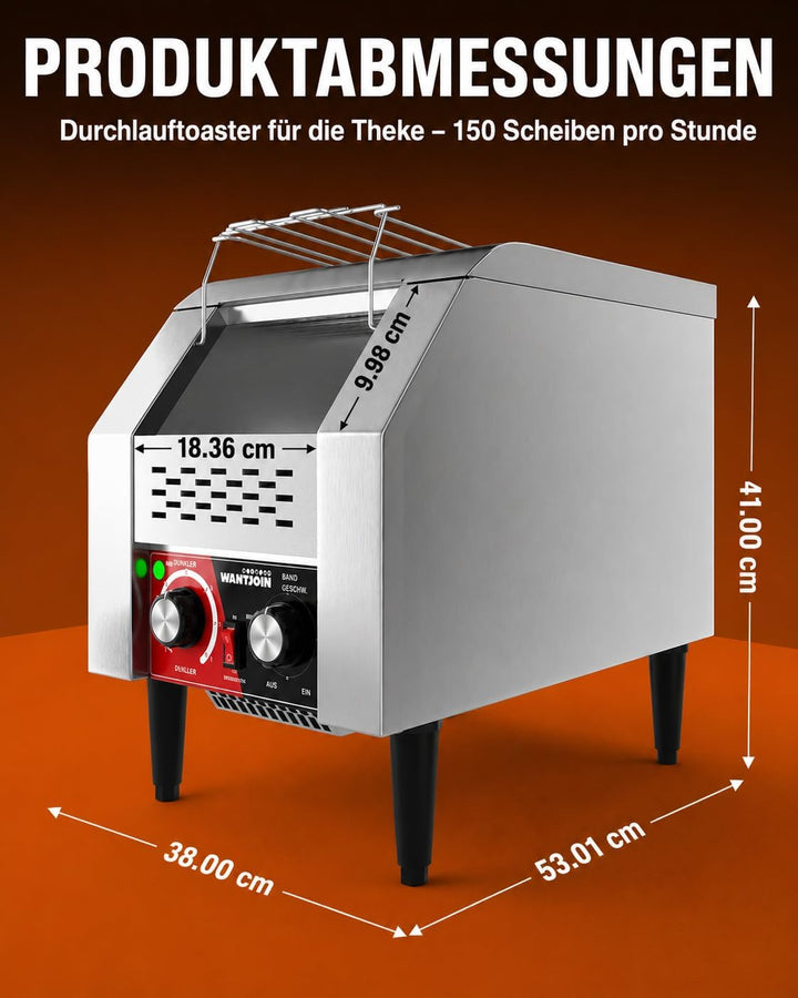 WantJoin Gewerblicher Durchlauftoaster – Elektrisches Gerät für 150 Scheiben/Stunde (Toast, Hamburge