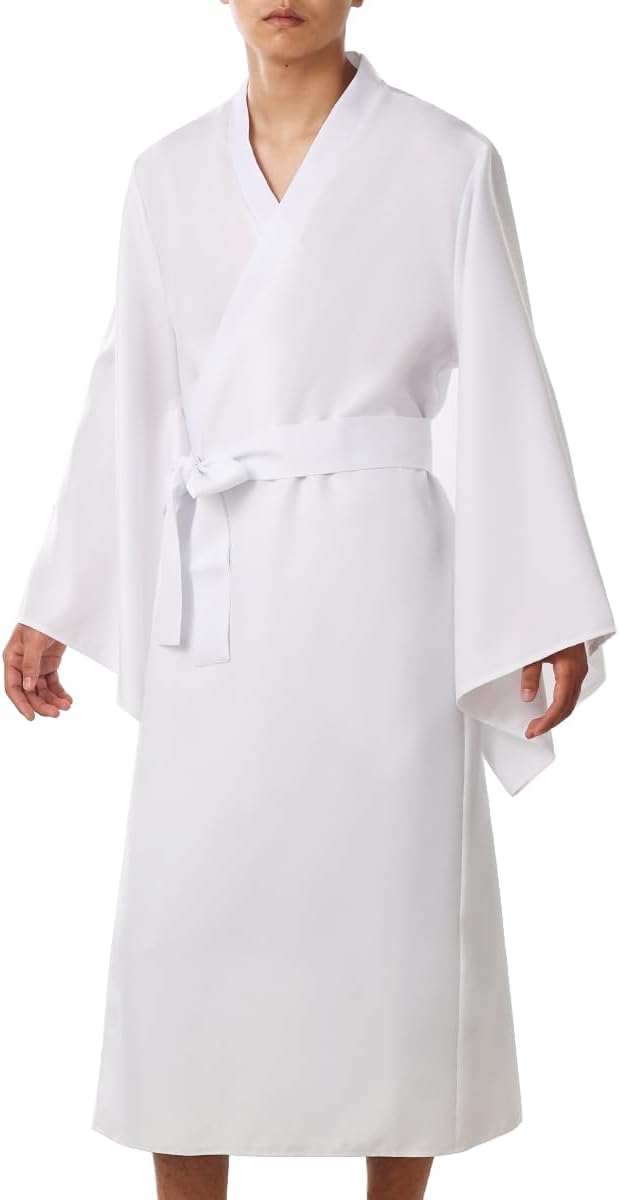 COSDREAMER Japanisches Yukata-Kimono-Kostüm für Herren, Kimono-Kostüm M Weiss, M Weiss