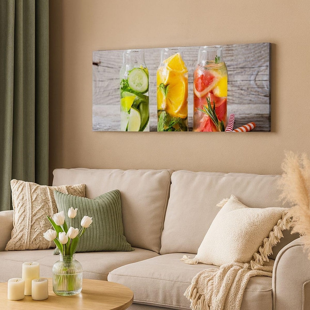 Panorama Bilder auf Leinwand 100x40cm Leinwandbild Eis Minze Erfrischung Getränke Gross Wanddeko Bil