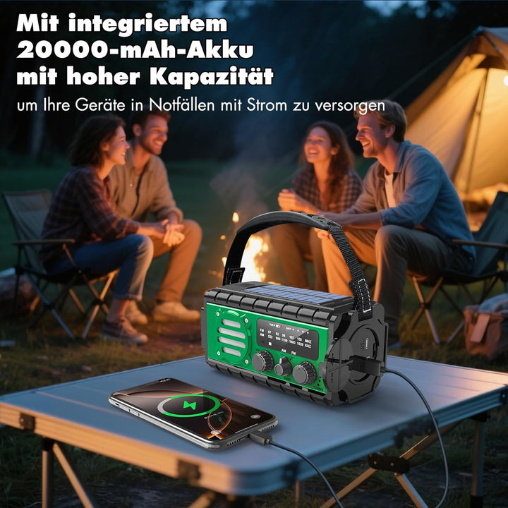 MILFECH Solar Radio, AM/FM Kurbelradio Tragbar Notfallradio (Grün, 20000mAh) 20000mAh Grün, 20000mAh
