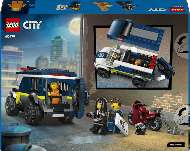 LEGO City Gefangenentransporter - Spielzeug LKW Bauset mit Motorrad, 3 Minifiguren und Abnehmbarer G