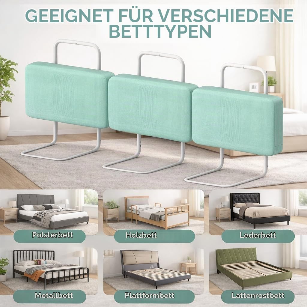 Rausfallschutz Bett, Rausfallschutz Bettgitter für Kinder, Gepolstert, Höhenverstellbar, Bettschutzg