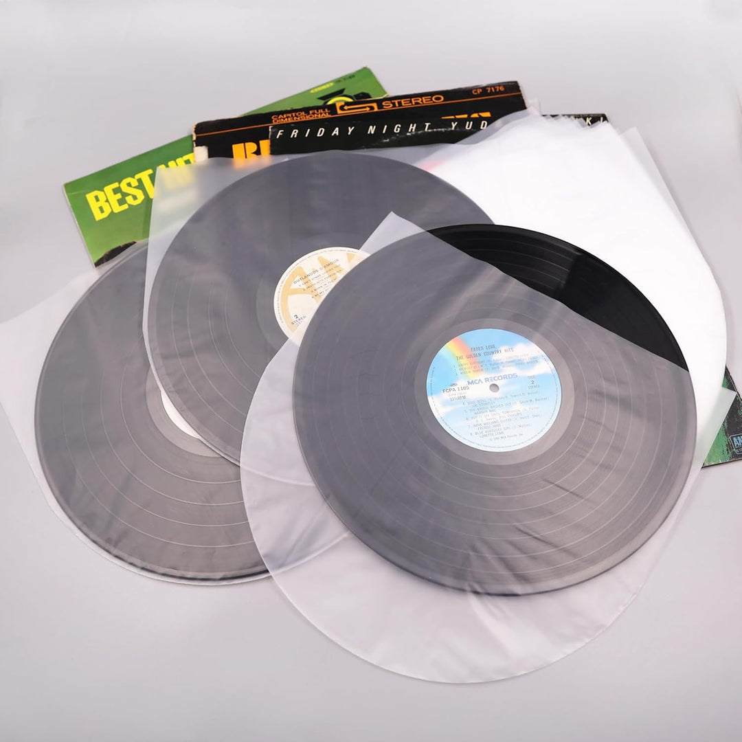 LP Innenhüllen aus Vinyl, transparent, antistatisch, Kunststoff, runde Unterseite, 30,5 cm, 50 Stück