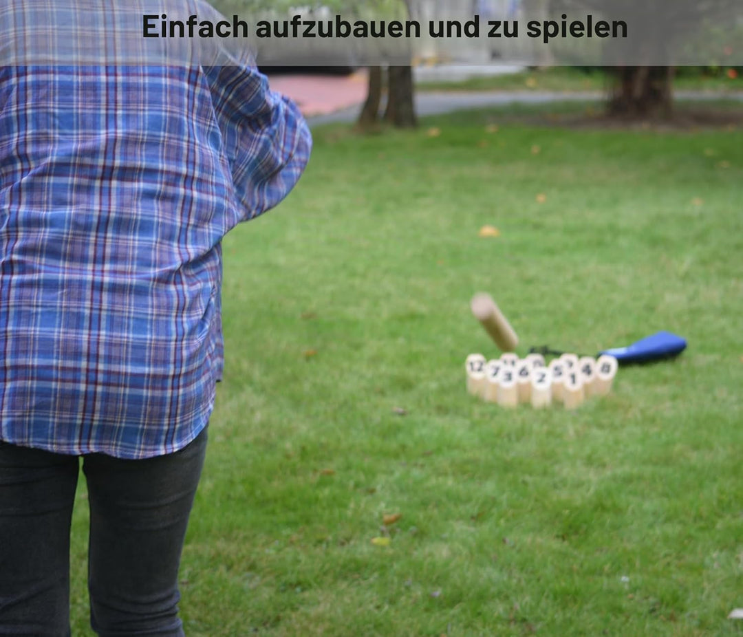 Number Kubb Toss Game Stick Wurfspiel aus Hartholz (mit Tragetasche, Hinterhof) Backyard Wood, Backy