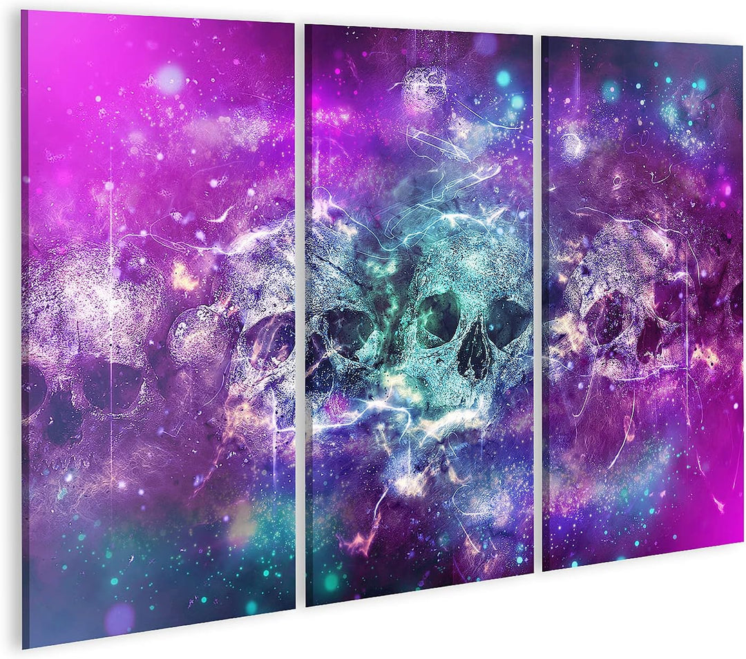 islandburner Bild auf Leinwand Totenkopf Skull Schädel vor rauchigem Hintergrund Wandbild Poster Kun