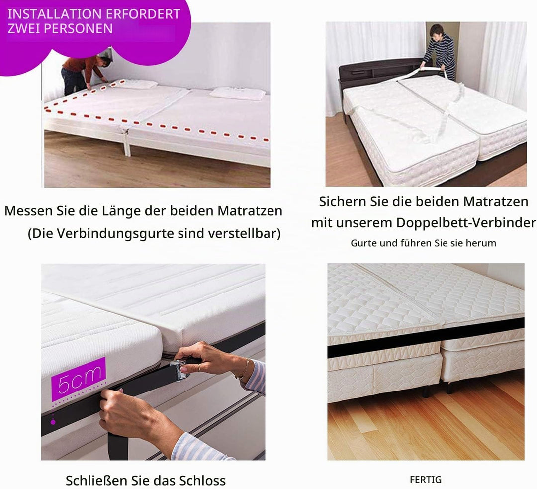 ImnBest Matratzenkeil | Matratzenhalter | Doppelbettbrücke | Bettbrücke | Verbindet Zwei Matratzen z