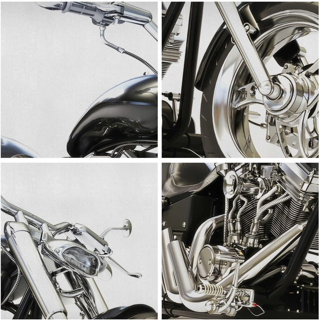 Bilder auf Leinwand 100x70cm Leinwandbild Motorrad Motor Geschwindigkeit Chrom Gross Wanddeko Bild S