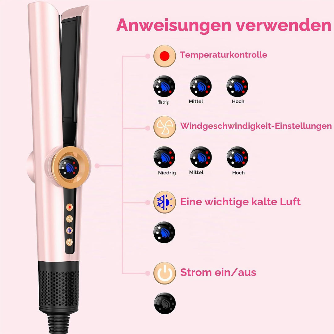 OKWRAP Air Straightener 110000RPM, Föhn Glätteisen, Haarglätter mit Luft 1200W, Glätteisen mit Föhn