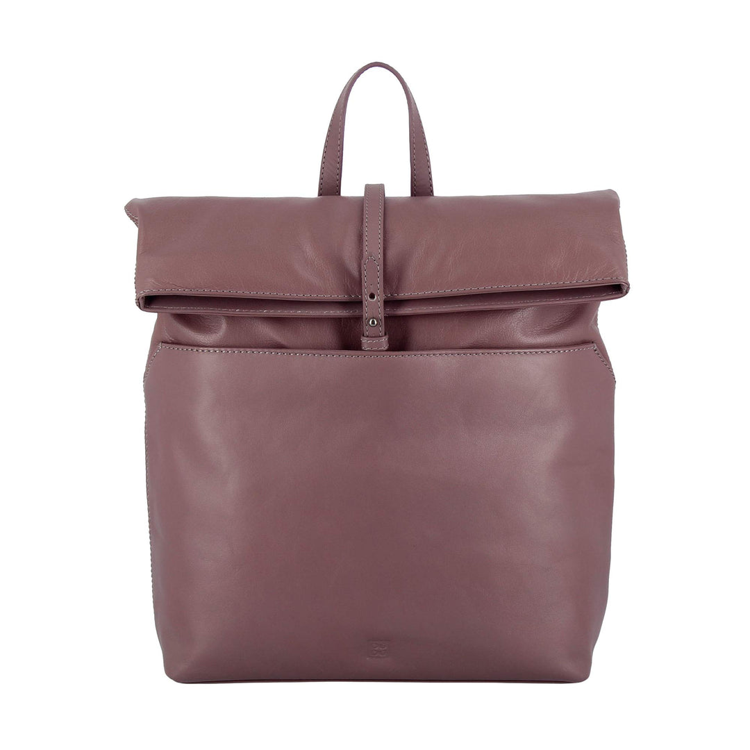 DuDu Damen Rucksack aus weichem Leder elegant trendig mit Reissverschluss und viel Platz Mauve, Mauv