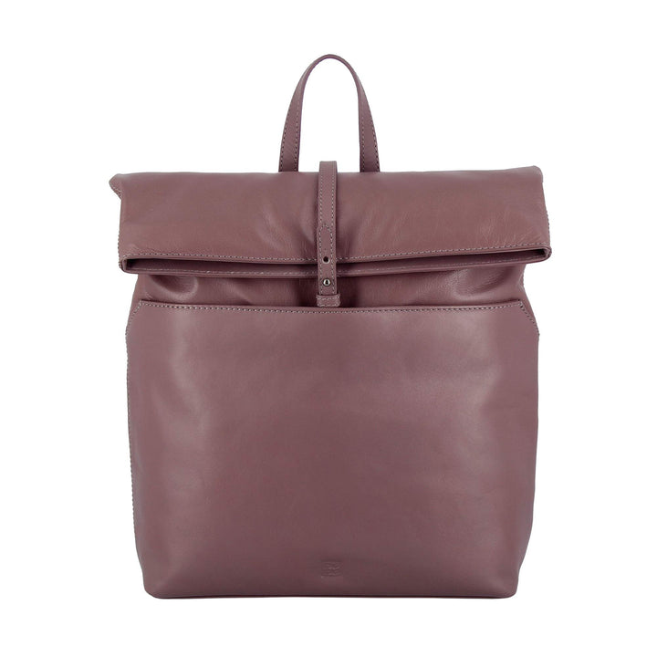 DuDu Damen Rucksack aus weichem Leder elegant trendig mit Reissverschluss und viel Platz Mauve, Mauv