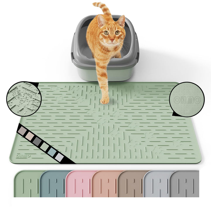 OHMO Katzenklo Matte aus Premium-Silikon 60x40cm, wasserdicht und BPA-frei Katzentoilettenmatte, ein
