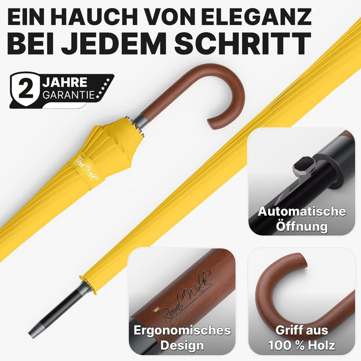 Royal Walk Gross XXL 54 inch Automatik Reise Golf Regenschirm für Damen und Herren Sturmfest Windsic