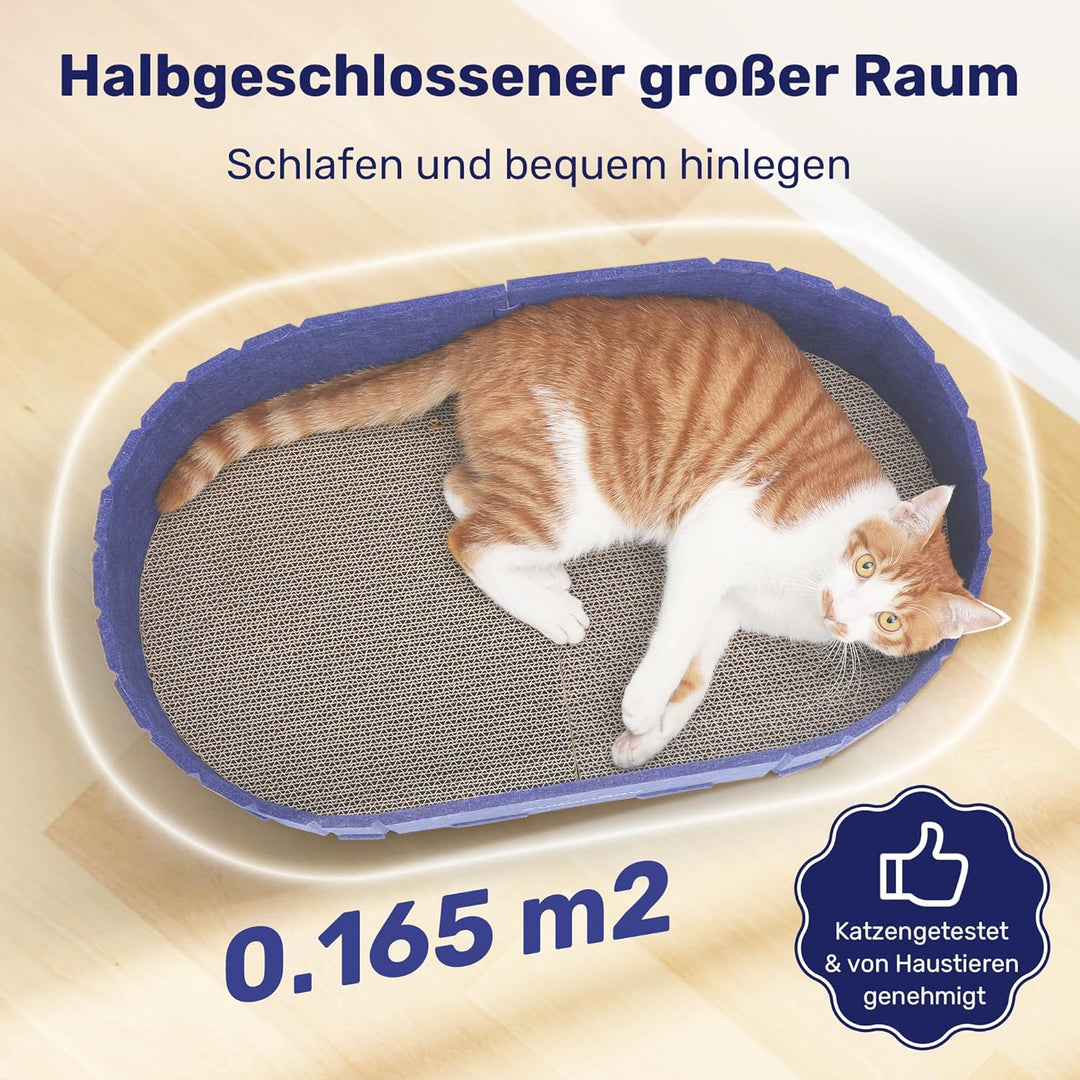 FUKUMARU Kratzbrett für Katzen, 61 cm Kratzpappe in Sofa-Form, Umkehrbares Katzenbett, runde Kratzpa