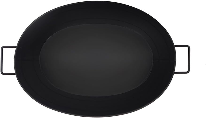 Achla Designs Ovale Wanne aus verzinktem Stahl C-51BK - Schwarz Holzwanne, Holzwanne