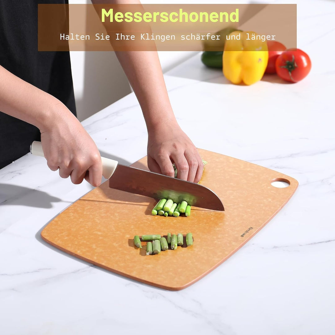 BESTCOOK Schneidebrett Holzfaser 2er-Set, Spülmaschinenfest Chopping Board, Hohe Dichte, Antiporös,