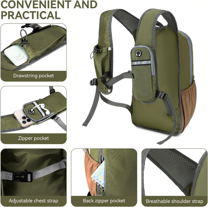 15L Wanderrucksack Kleiner Damen Herren Leichter Faltbarer Daypack Tagesrucksack Trekkingrucksack fü
