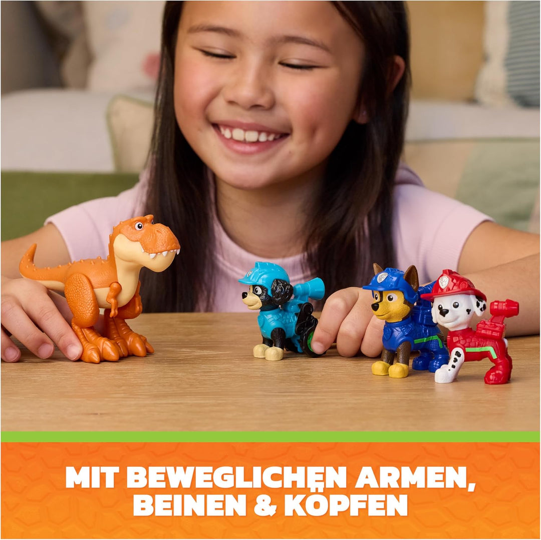 PAW PATROL: Der Dino Film, Abenteuer Figuren 6er-Pack, Set aus Ryder, Timmy, Rex, sowie 3 weiteren W