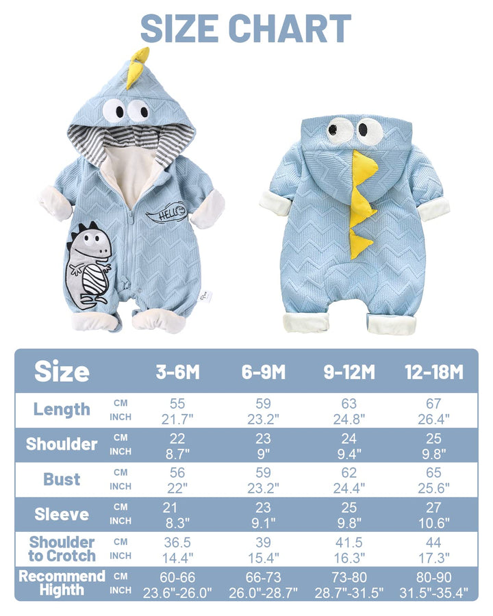 Baby Overall Winter Schneeanzug Baby Dinosaurie Fleece Strampler Wärmer Winter Overall Jumpsuit für