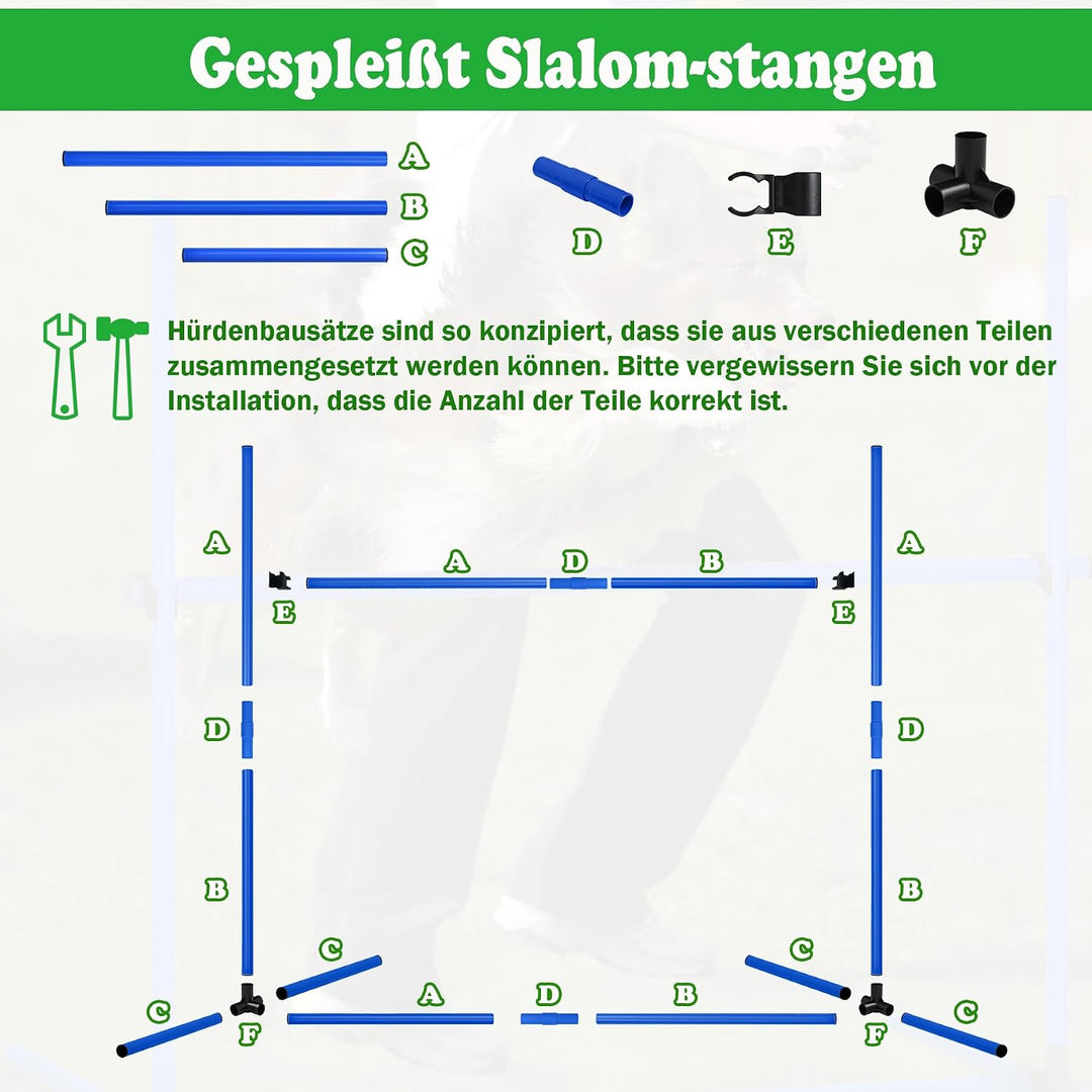 SUBTLETY 4 Stück Hürdenset Einstellbar Slalomstangen mit Tragtasche, Kunststoff Agility Ausrüstung f