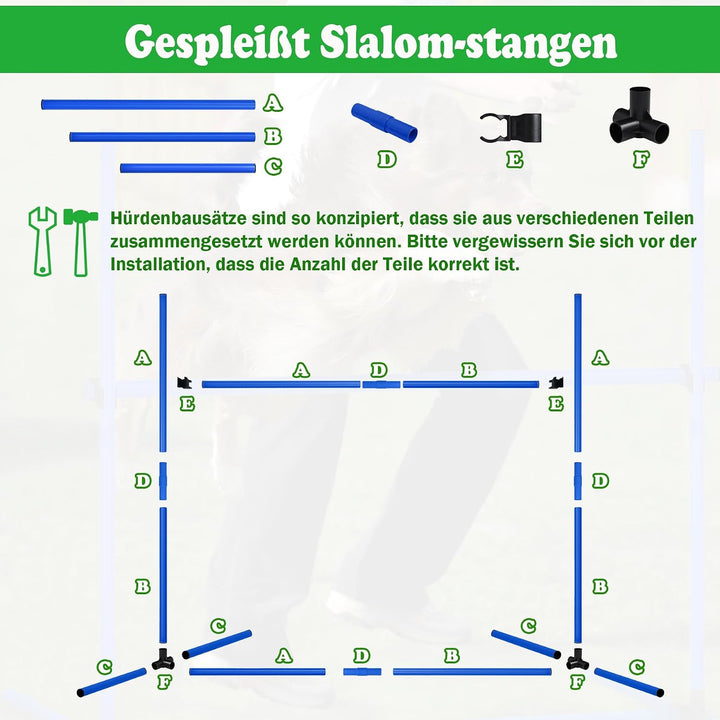 SUBTLETY 4 Stück Hürdenset Einstellbar Slalomstangen mit Tragtasche, Kunststoff Agility Ausrüstung f