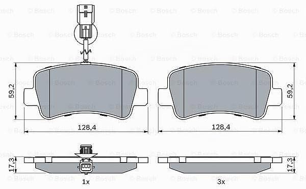 Bosch BP1419 Bremsbeläge - Hinterachse - ECE-R90 Zertifizierung - vier Bremsbeläge pro Set
