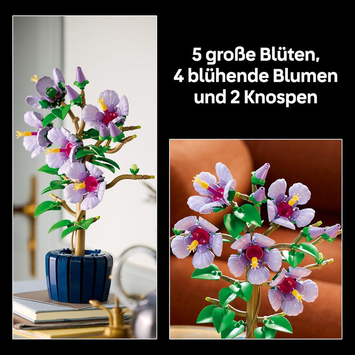 LEGO Hibiskus Blume (10372) - Blumen LEGO Botanicals, Blumenstrauss Deko (inkl. bedruckter Fliese)