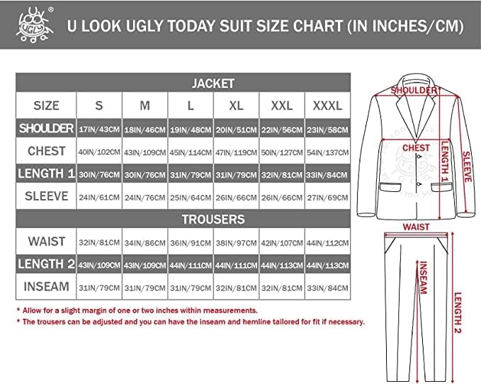 U LOOK UGLY TODAY Herren Lustige Weihnachtsanzüge für Weihnachten Party Kostüm Festliche Anzug aus S