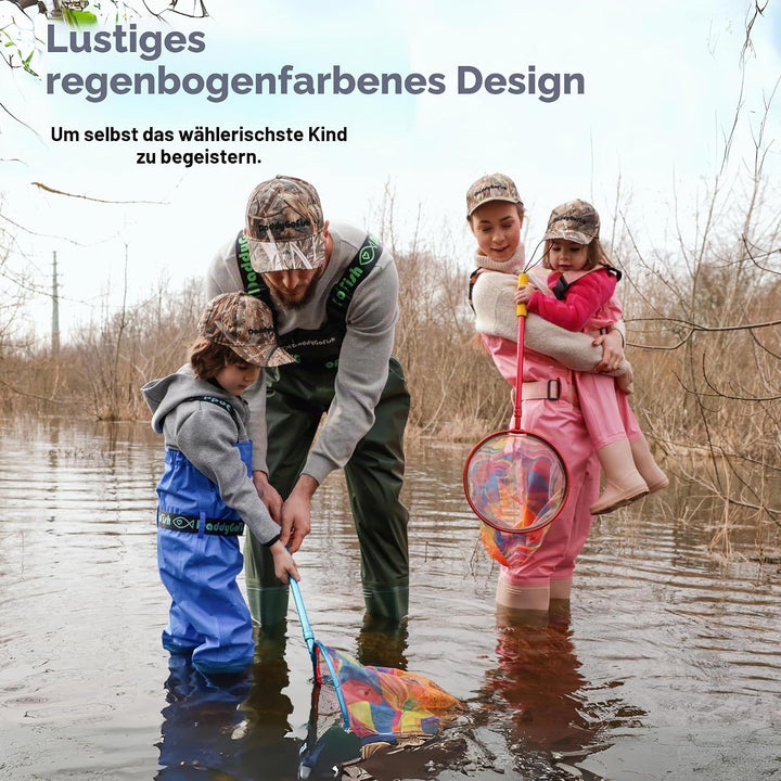 DaddyGoFish Kinder Fischernetz - Ultraleichte Teleskop-Ködertasche zum Fangen von Fischschmetterling