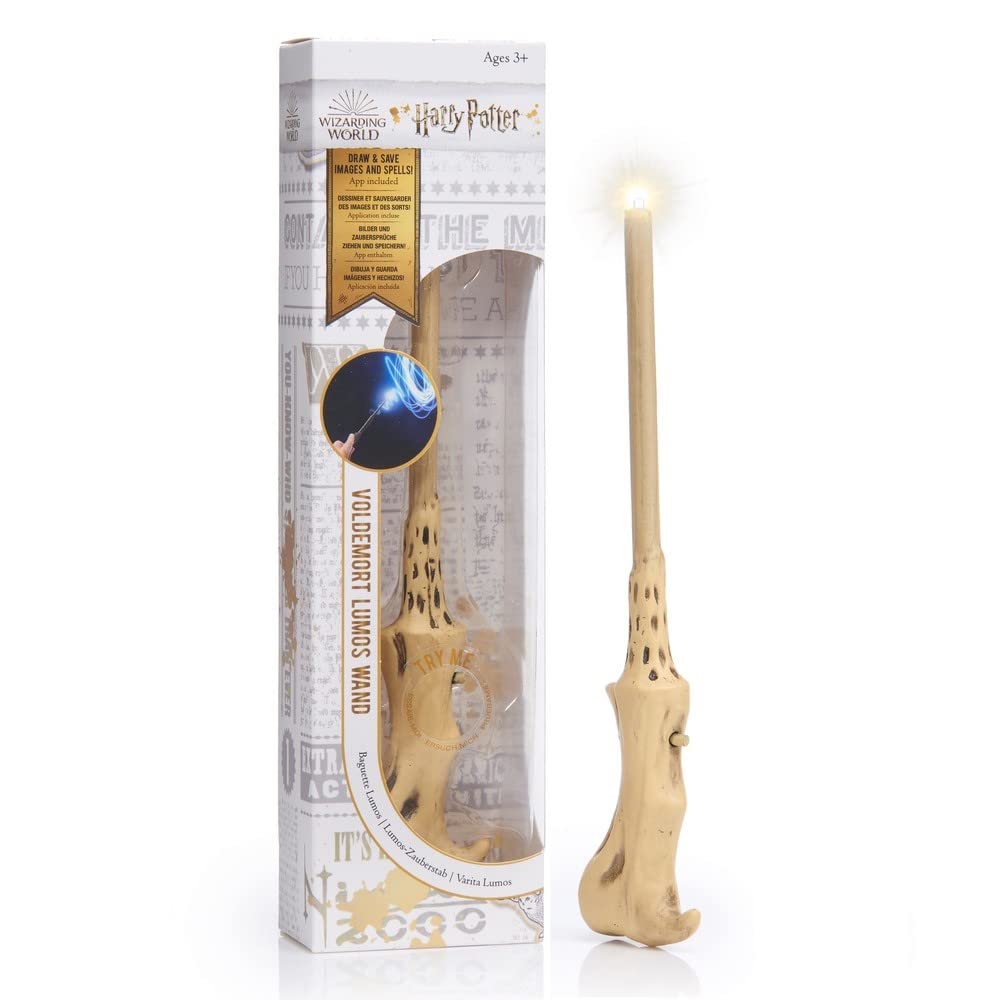 Wow Stuff! Harry Potter Voldemort Zauberstab 18 cm mit Lumos Licht – offiziell Lizenziertes Wizardin