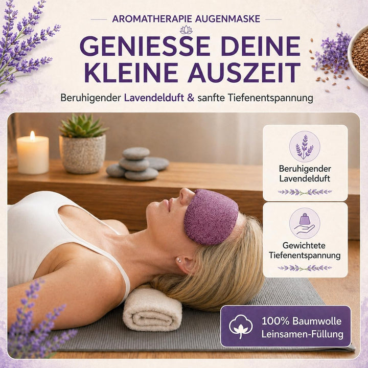 Yosana Augenkissen mit Leinsamen &amp; Lavendel Füllung I Waschbarer Baumwollbezug I Augenmaske zur Ents