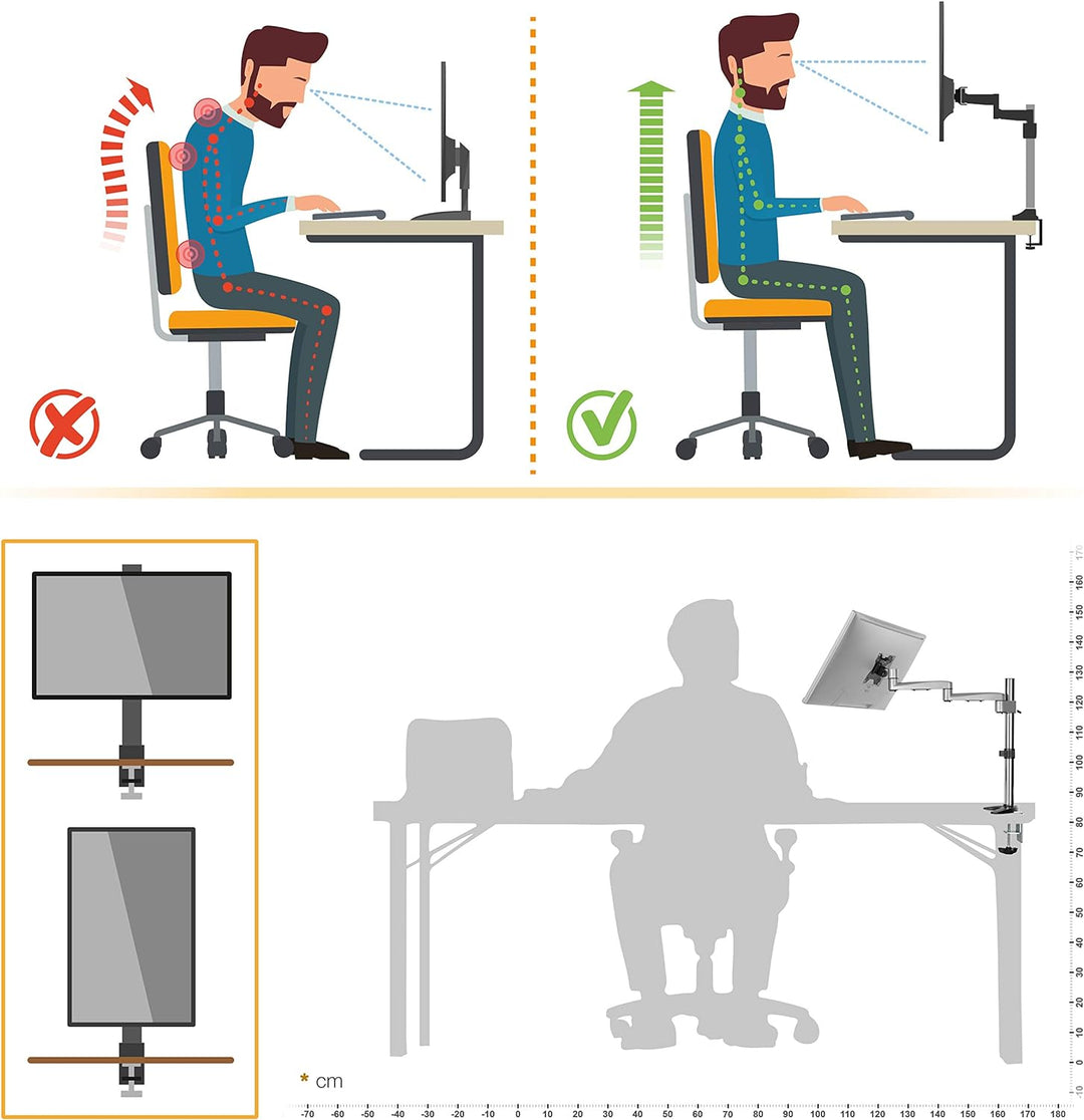 RICOO Monitor Halterung Tisch, VESA Tischhalterung für 13-30 Zoll, Monitorhalterung 1 Monitor Arm TS