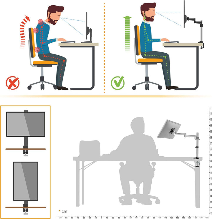 RICOO Monitor Halterung Tisch, VESA Tischhalterung für 13-30 Zoll, Monitorhalterung 1 Monitor Arm TS