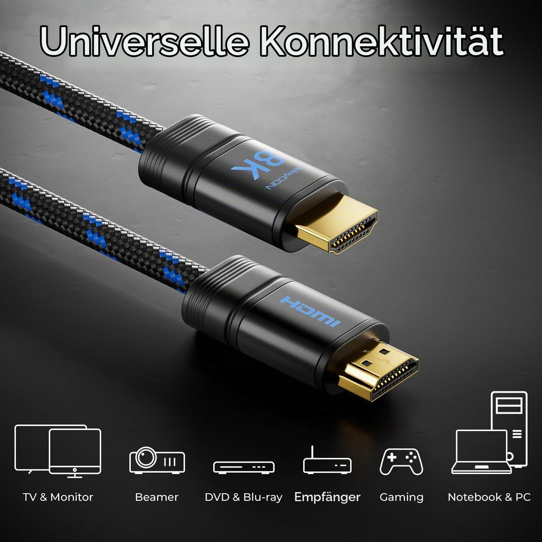 deleyCON 4m 8K HDMI 2.1b Kabel (48G, ULTRA Highspeed) Zertifiziert, 8K@60Hz 4K@144Hz 120Hz 2K@144Hz/
