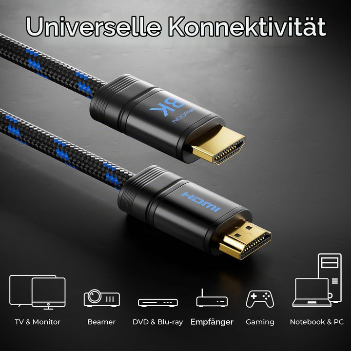deleyCON 4m 8K HDMI 2.1b Kabel (48G, ULTRA Highspeed) Zertifiziert, 8K@60Hz 4K@144Hz 120Hz 2K@144Hz/