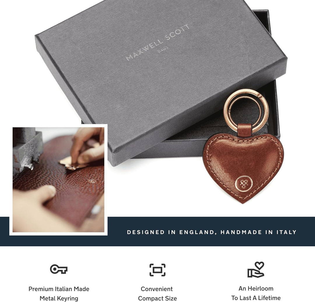 Maxwell Scott Herzförmiger Leder Schlüsselanhänger Mimi in Cognac Braun, Cognac Braun