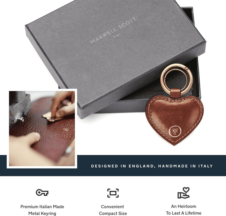 Maxwell Scott Herzförmiger Leder Schlüsselanhänger Mimi in Cognac Braun, Cognac Braun