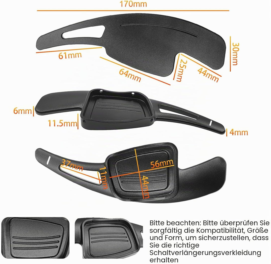 CT-CARID 2 Stück Auto Aluminium Lenkrad Schaltpaddle Shifter Verlängerung Aluminium Kompatibel Schal